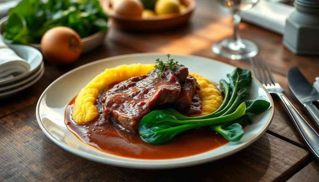 Délice de jarret et polenta au pak choï : un festin dominical inoubliable Délice de jarret et polenta au pak choï : un festin dominical inoubliable