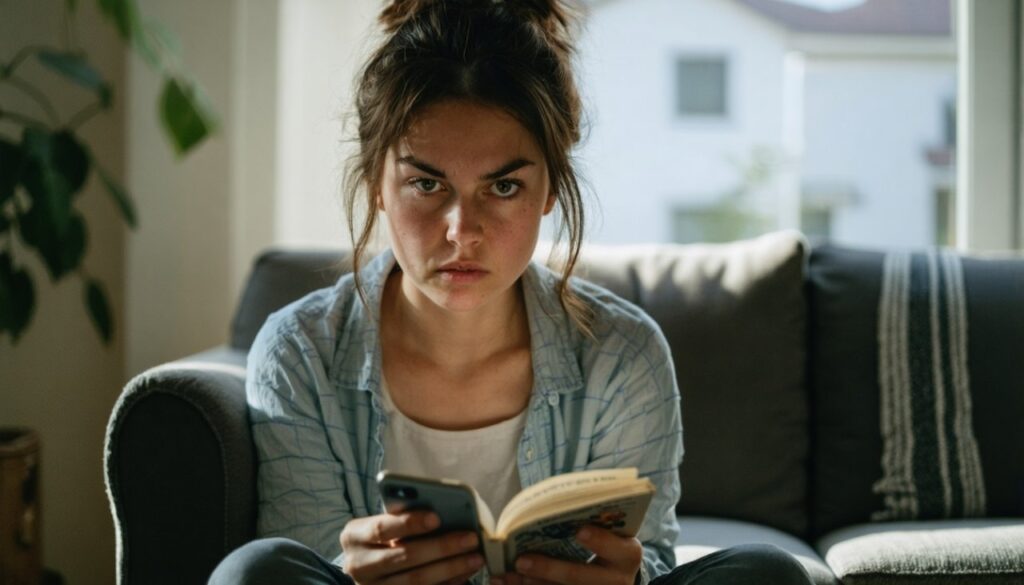 Une espèce disparue depuis 143 ans refait surface en France : voici pourquoi elle est la plus dangereuse au monde Femme inquiete qui lis un article sur telephone