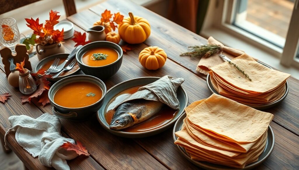 Menu d'automne gourmand : Soupe de châtaignes, poisson en papillote et crêpes de sarrasin